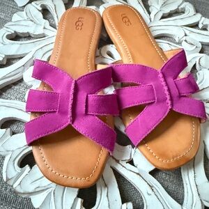 Ugg Suede Leather Hot Pink Sandals Shoes Women’s 8.5 NEW